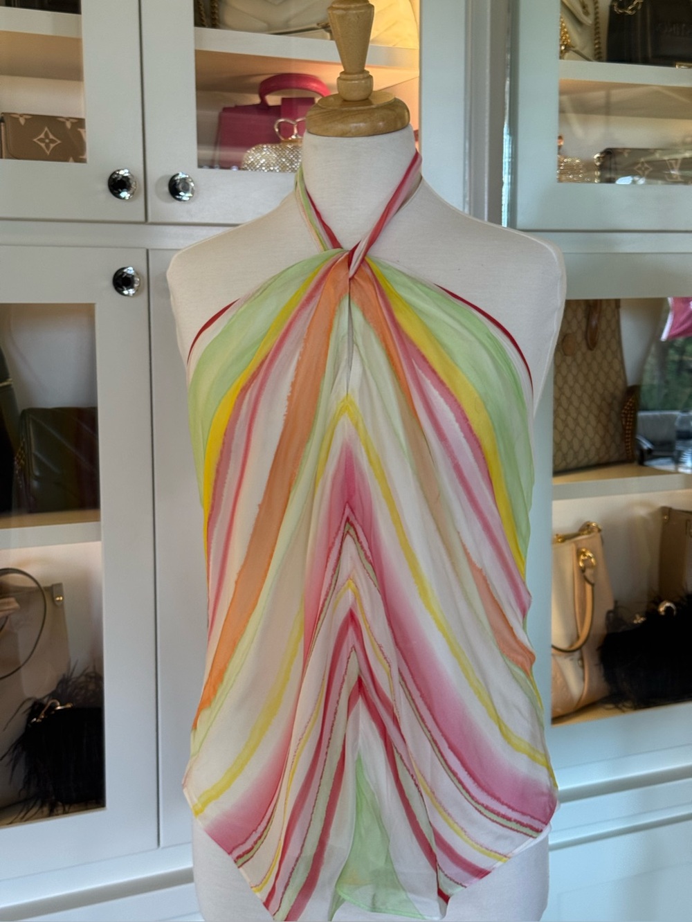 Colorful Striped Halter Scarf Ramy Brook Top